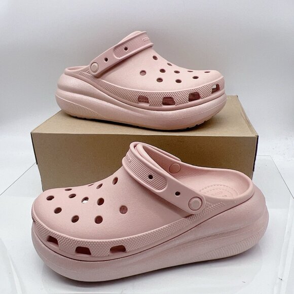 Crocs Classic Crush Platform Clogs Shimmer Waterproof Clay Pink Women US 11 - Picture 1 of 10